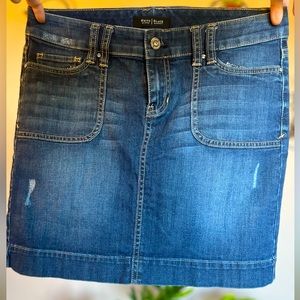 White House Black Market Jean Skirt with Embellished and Braided Pockets